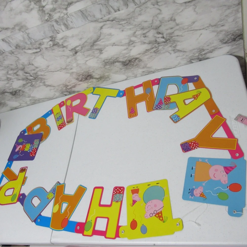 Peppa Pig Happy Birthday Banner and Backdrop Birthday Party Decorations